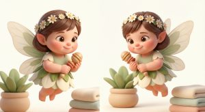 Daisy the Flower Fairy — Pixar-style mascot for the Daisies baby room at Heaton Lodge, ages 3 months to 1 year